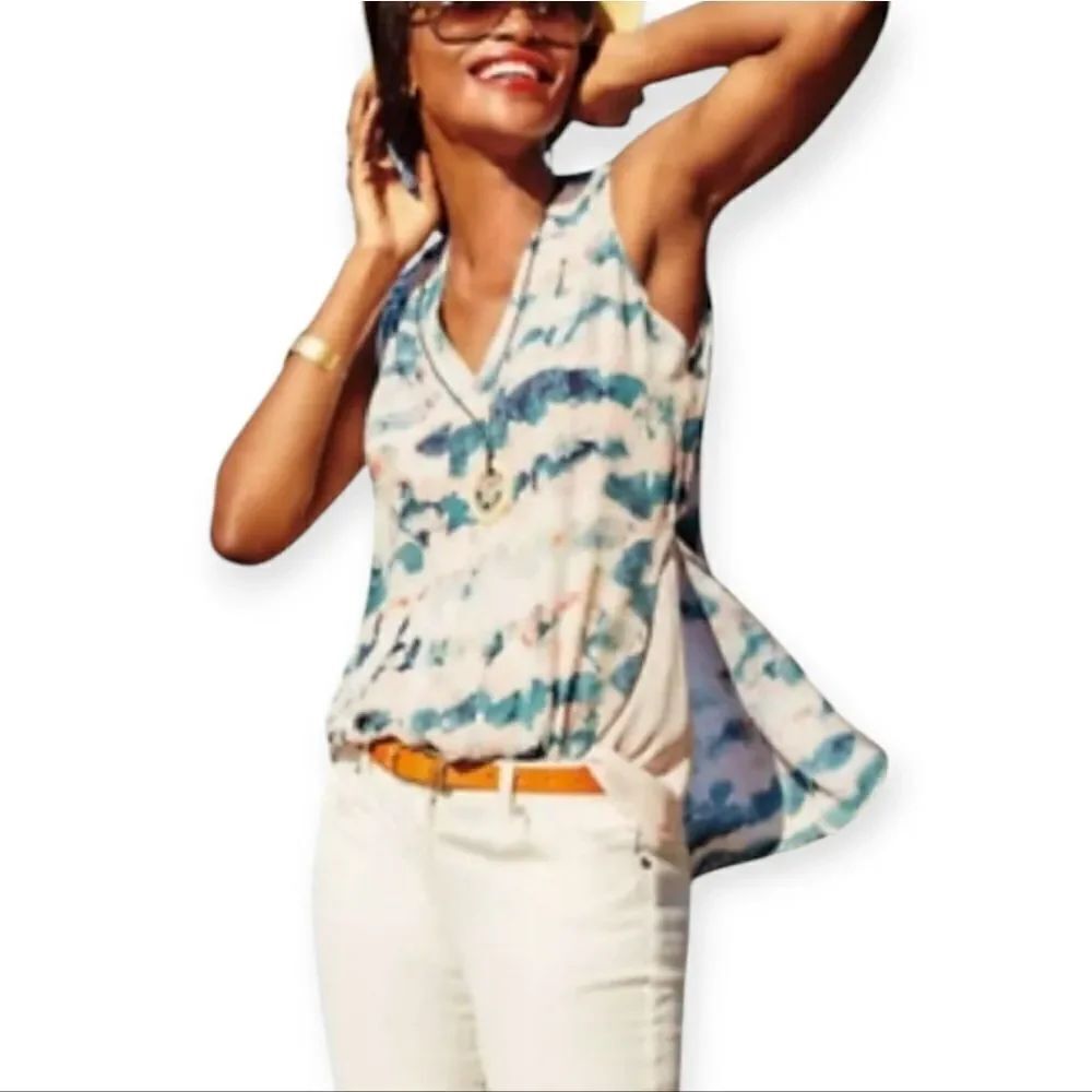 Cabi Gelato Watercolor Sleeveless Top Blouse, XS